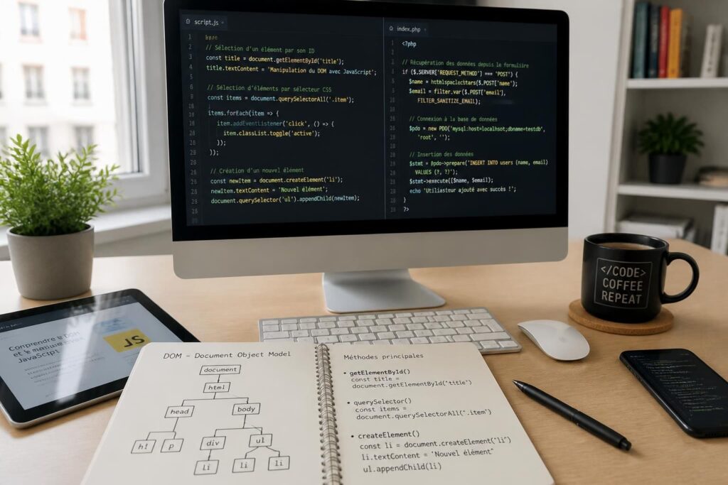 découvrez le fonctionnement de l'api dom en javascript et php ainsi que les principales méthodes pour manipuler le document object model efficacement.