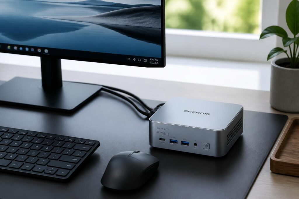 découvrez le geekom air12 lite, un mini-pc compact et performant conçu pour optimiser votre espace de travail et booster votre productivité au bureau.